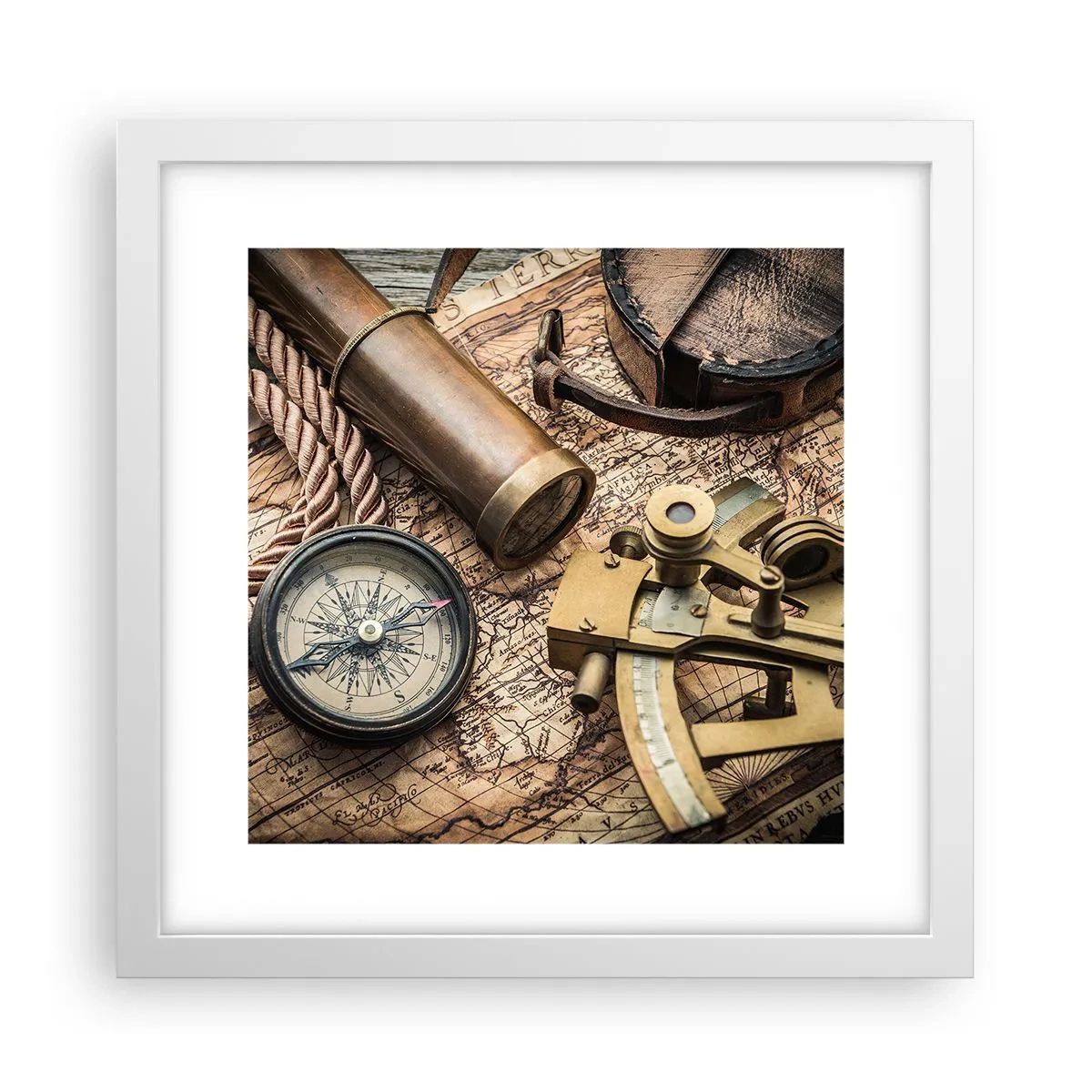 Póster en marco blanco - Establecer un rumbo - 30x30 cm