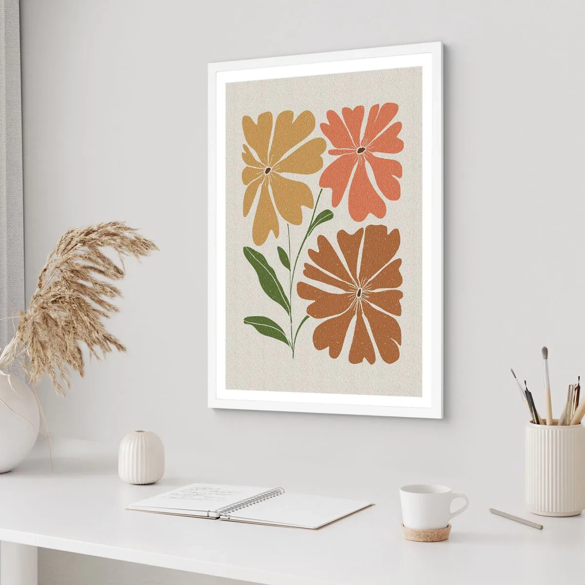 Póster en marco blanco - Naturaleza y geometría - 70x100 cm