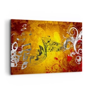 Cuadro sobre lienzo - Impresión de Imagen - Notas musicales abstractas sobre un fondo colorido con adornos. - 120x80cm - Deja que la música fluya - Decoración de pared moderna para salón y dormitorio ARTTOR