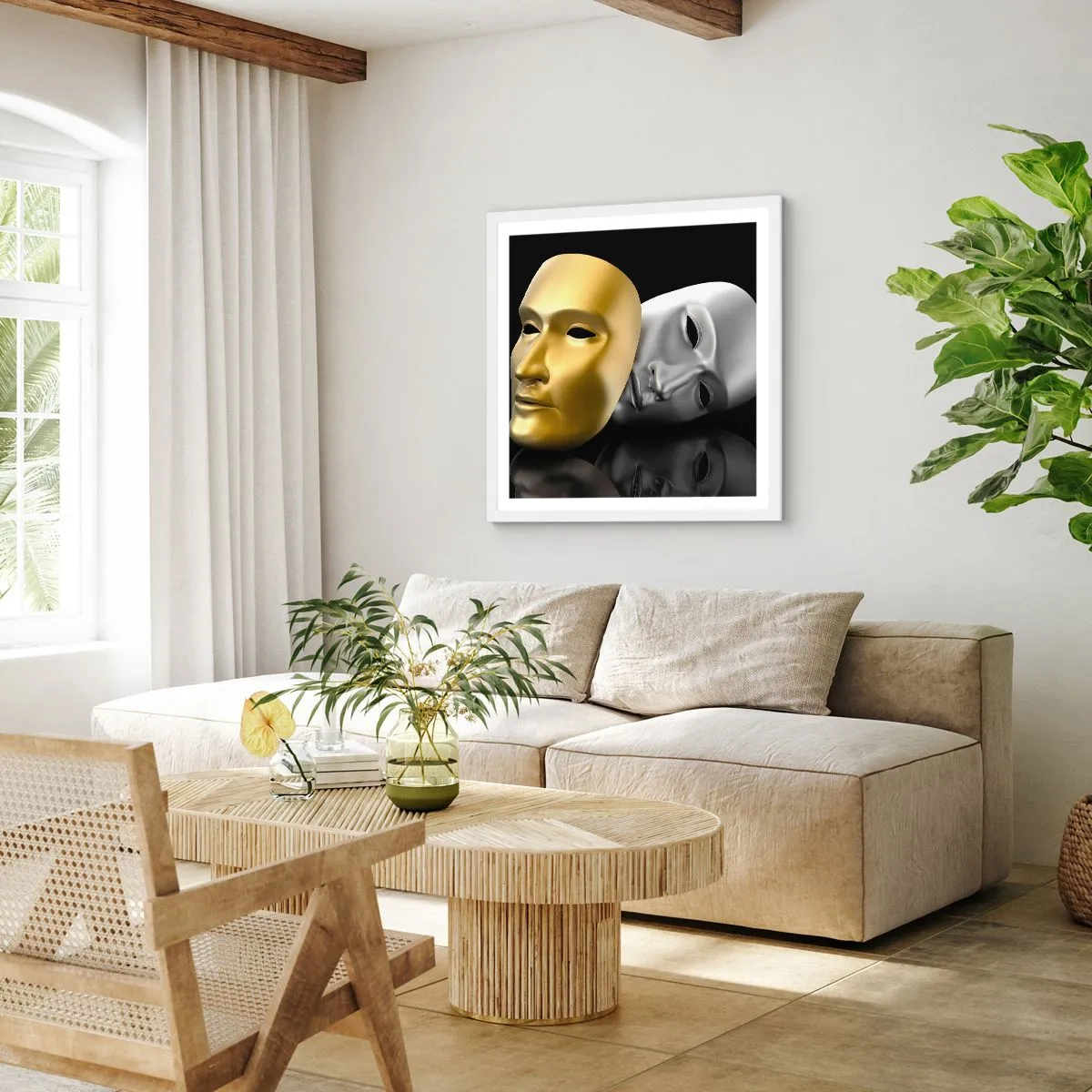 Póster en marco blanco - La vida es un teatro - 40x40 cm