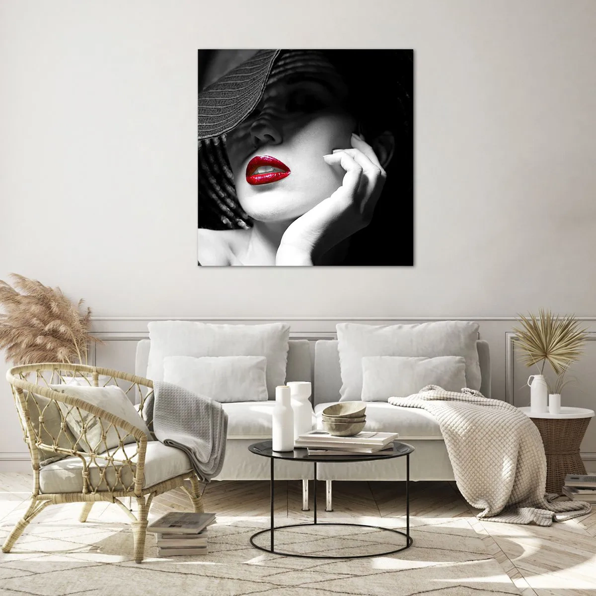 Cuadro sobre vidrio - Impresiones sobre Vidrio - Estudio en escarlata - 50x50 cm