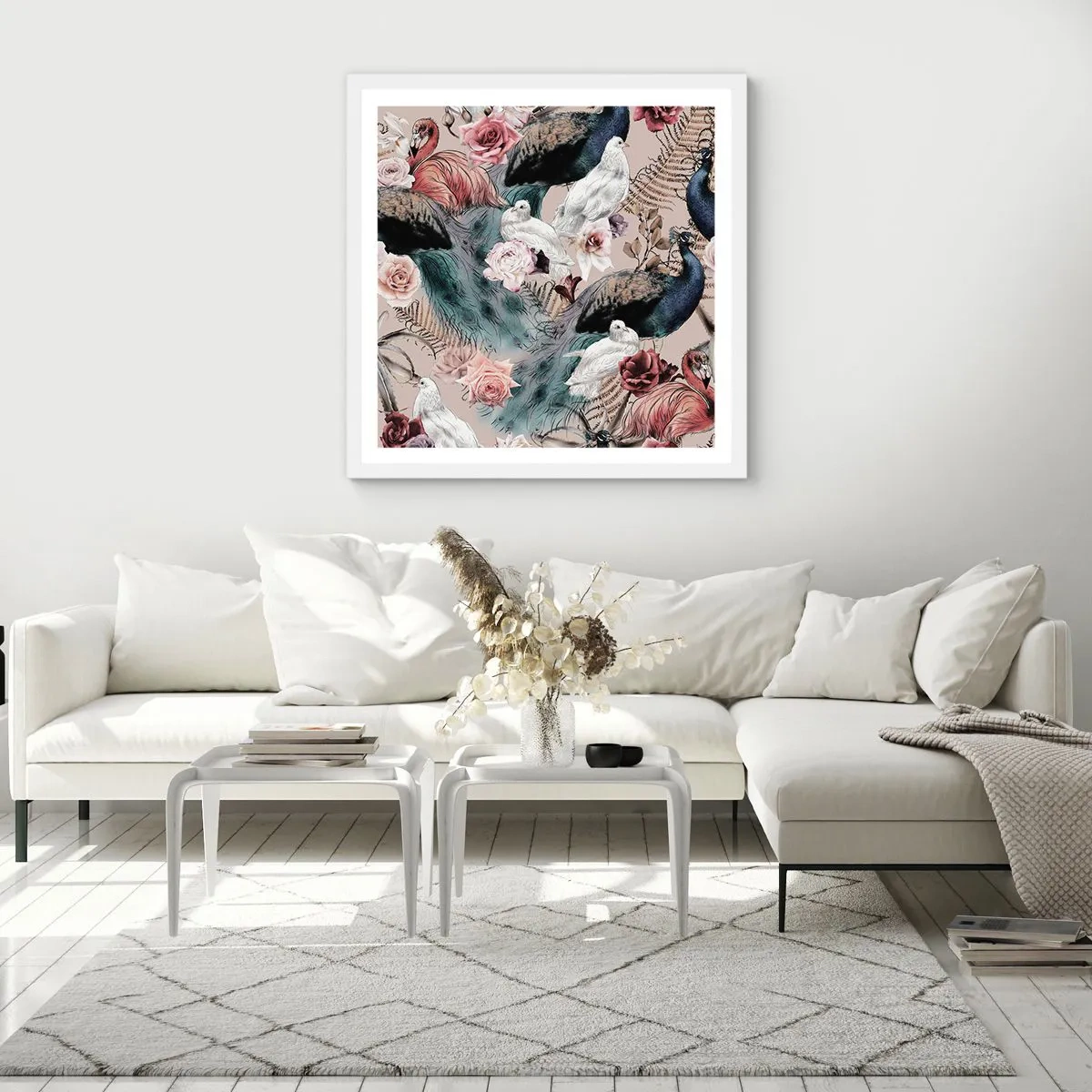Póster en marco blanco - En un jardín de palacio - 40x40 cm