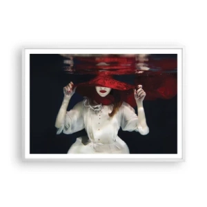 Póster en marco blanco - Blanco y rojo - 100x70 cm