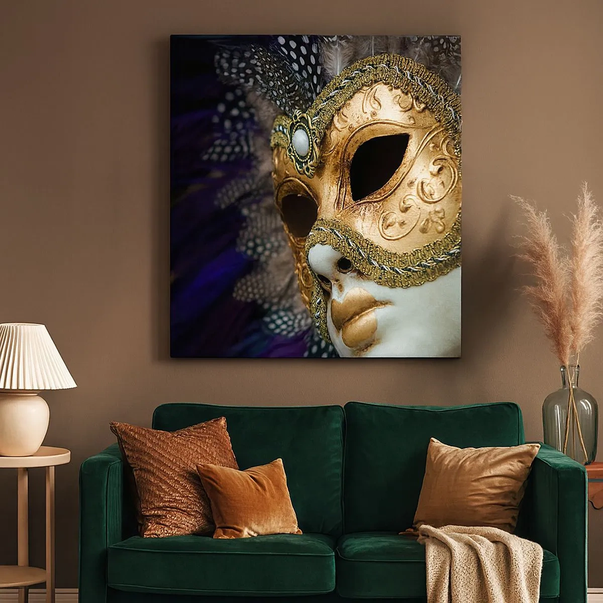 Cuadro sobre lienzo - Impresión de Imagen - Retrato veneciano en oro - 30x30 cm