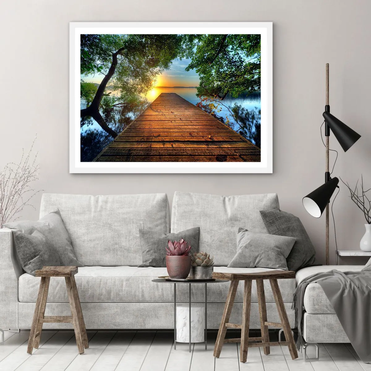 Póster en marco blanco - Tómate tu tiempo, siéntate - 91x61 cm