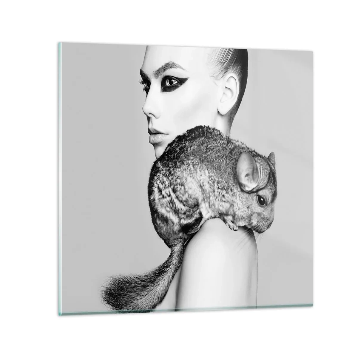 Cuadro sobre vidrio - Impresiones sobre Vidrio - Dama con chinchilla - 40x40 cm