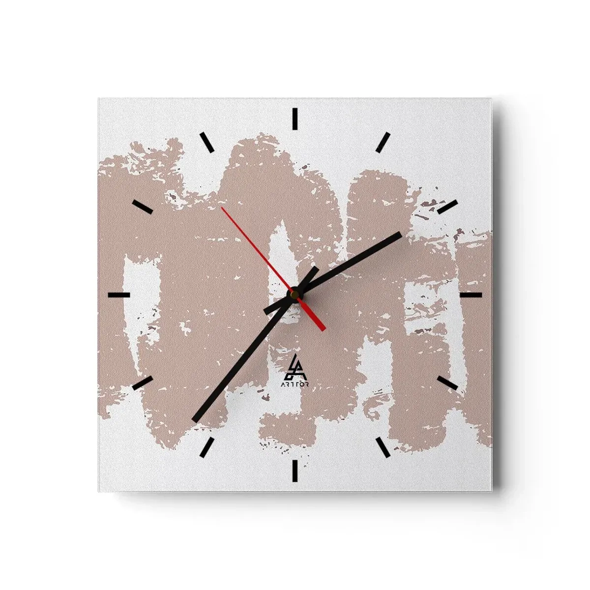Reloj de pared - Reloj de vidrio - Abstracción en rosa suave - 40x40 cm