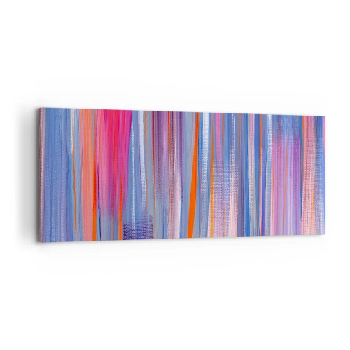 Cuadro sobre lienzo - Impresión de Imagen - Líneas verticales abstractas en tonos azul y rosa. - 120x50cm - Ascensión - Decoración de pared moderna para salón y dormitorio ARTTOR