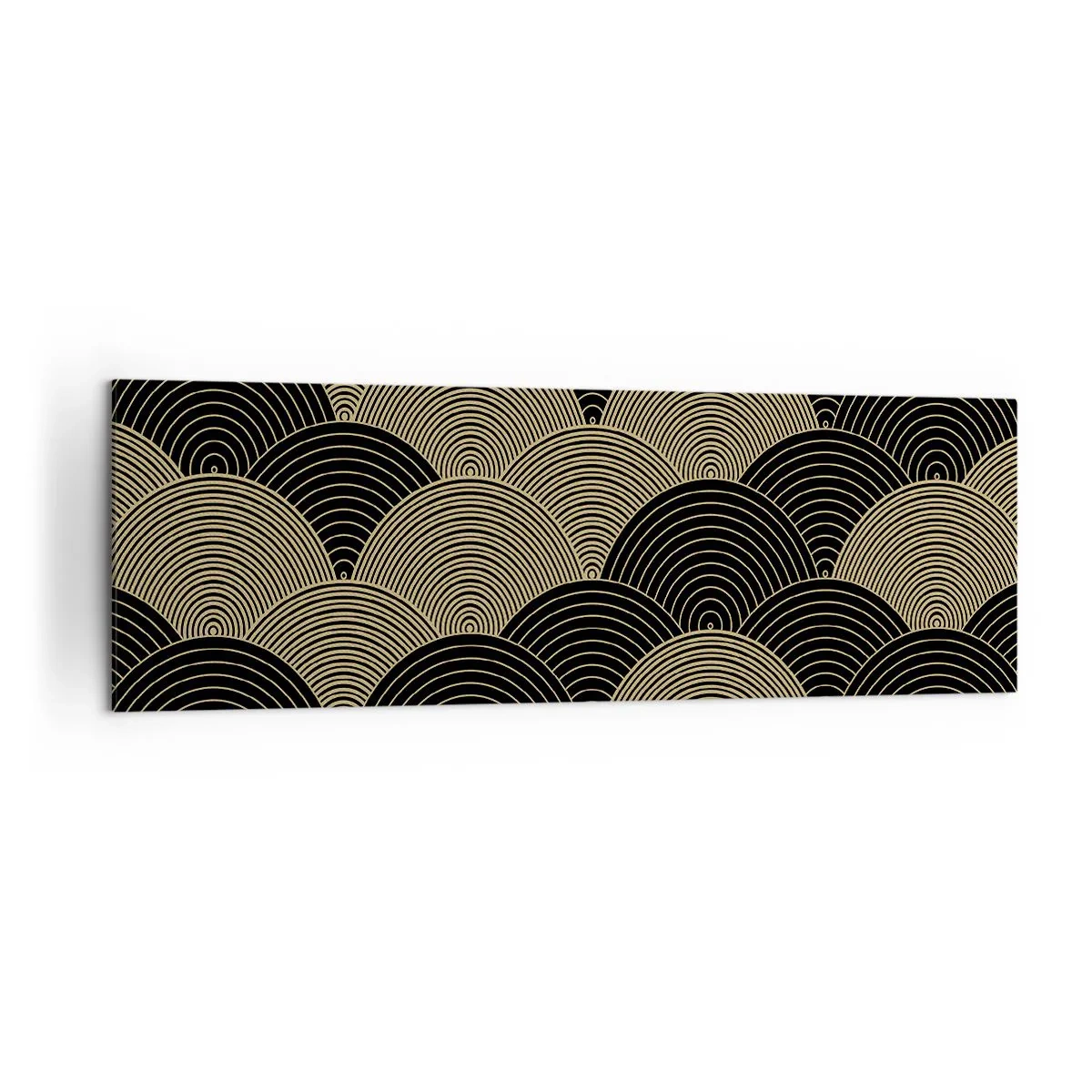 Cuadro sobre lienzo - Impresión de Imagen - Patrón Art Déco con semicírculos y líneas doradas. - 160x50cm - Multiplicación de la unidad - Decoración de pared moderna para salón y dormitorio ARTTOR