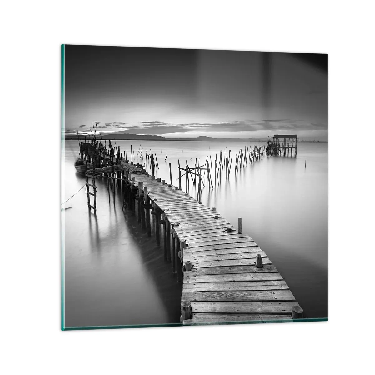 Cuadro sobre vidrio - Impresiones sobre Vidrio - La calma de una orilla olvidada - 60x60 cm