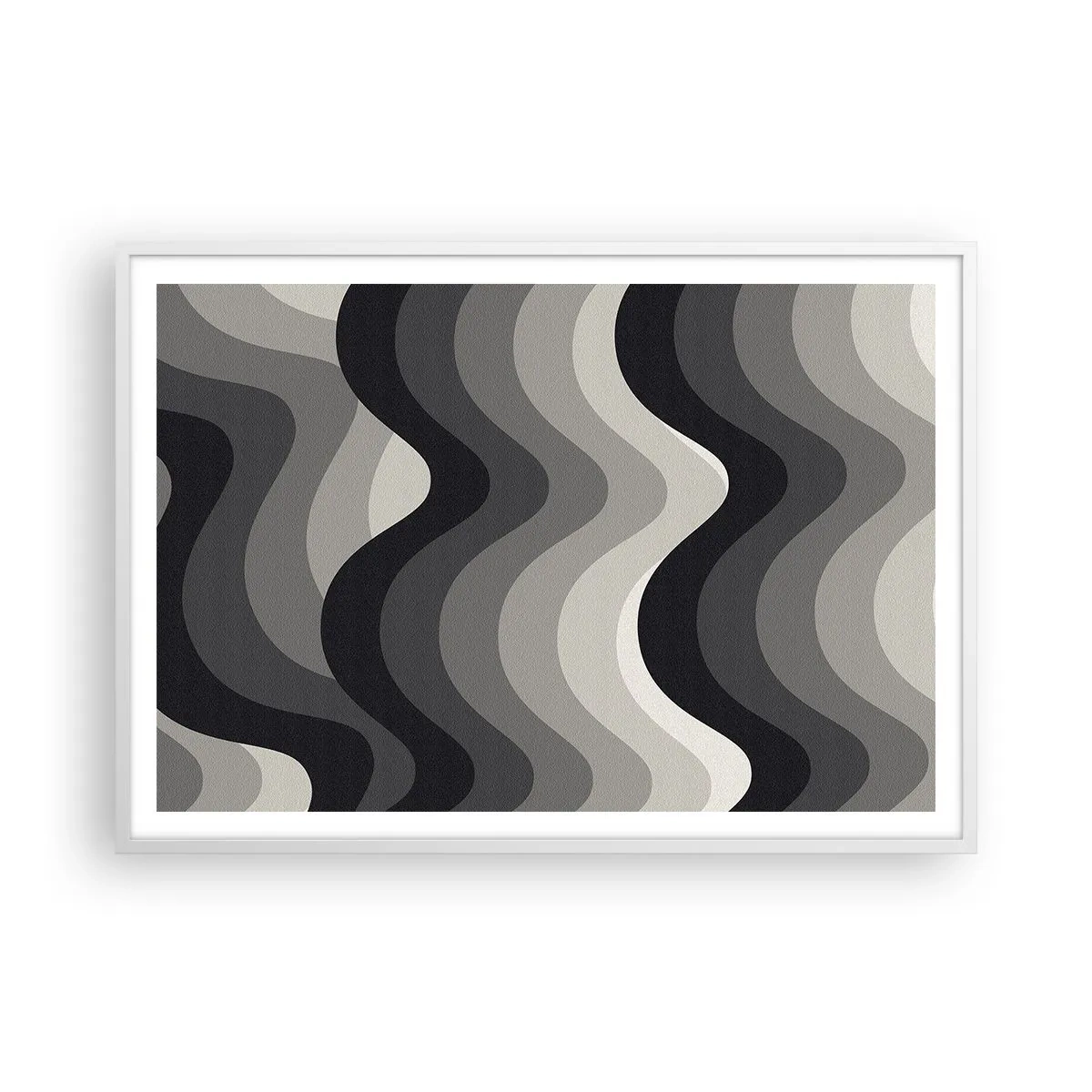 Póster en marco blanco - Ola tras ola - 100x70 cm