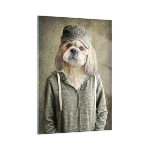 Cuadro sobre vidrio - Impresiones sobre Vidrio - Tres animales en varios estilos, desde elegantes hasta casuales. - 50x70cm - Prefiero tomármelo con calma - Decoración de pared moderna para salón y dormitorio ARTTOR