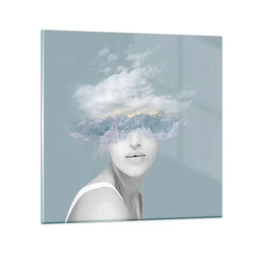 Cuadro sobre vidrio - Impresiones sobre Vidrio - Con la cabeza en las nubes - 50x50 cm