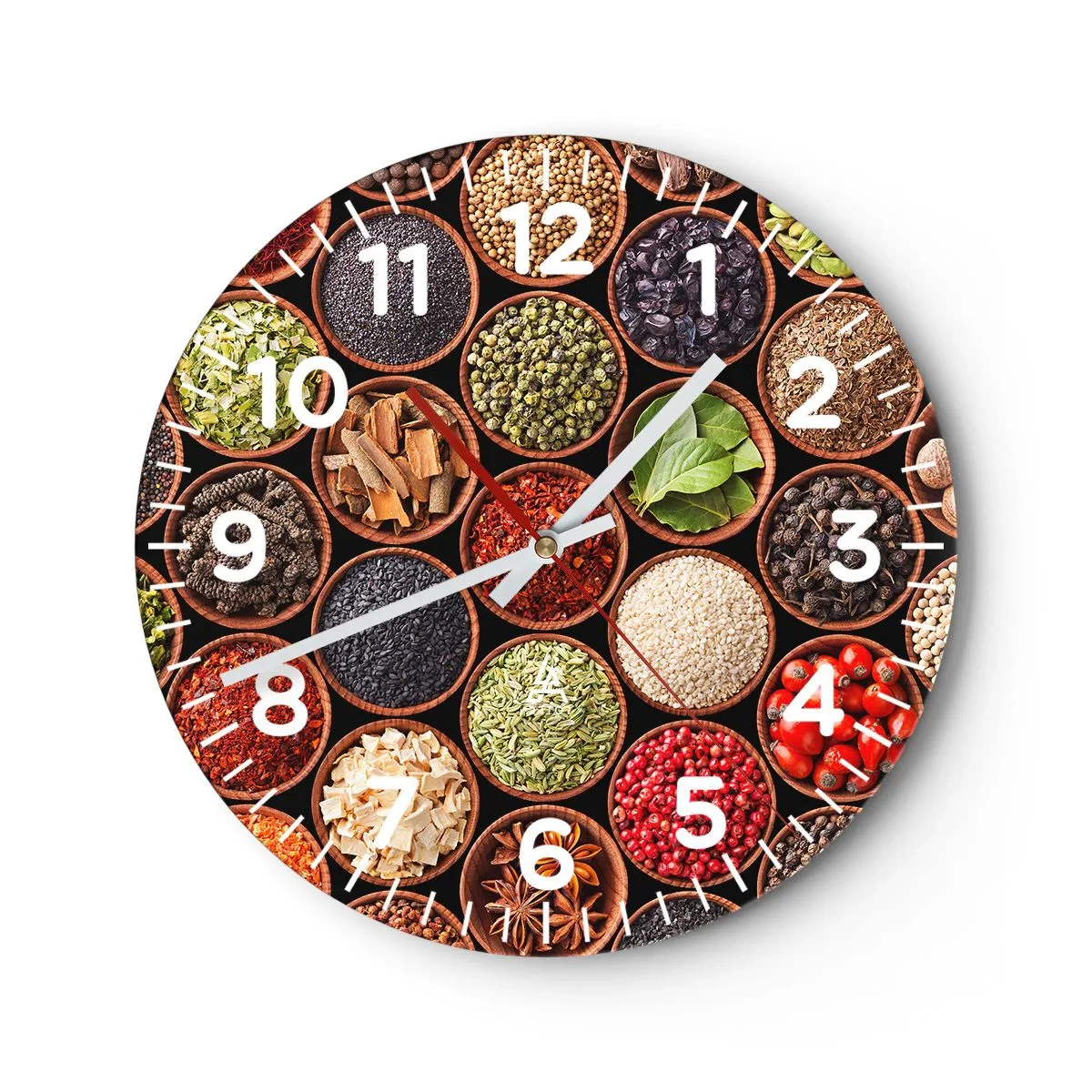 Reloj de pared - Reloj de vidrio - Todos los sabores del mundo - 30x30 cm