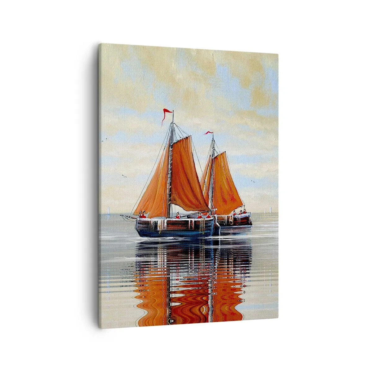 Cuadro sobre lienzo - Impresión de Imagen - Veleros de dos mástiles en aguas tranquilas - 50x70cm - Navega, marinero.... - Decoración de pared moderna para salón y dormitorio ARTTOR