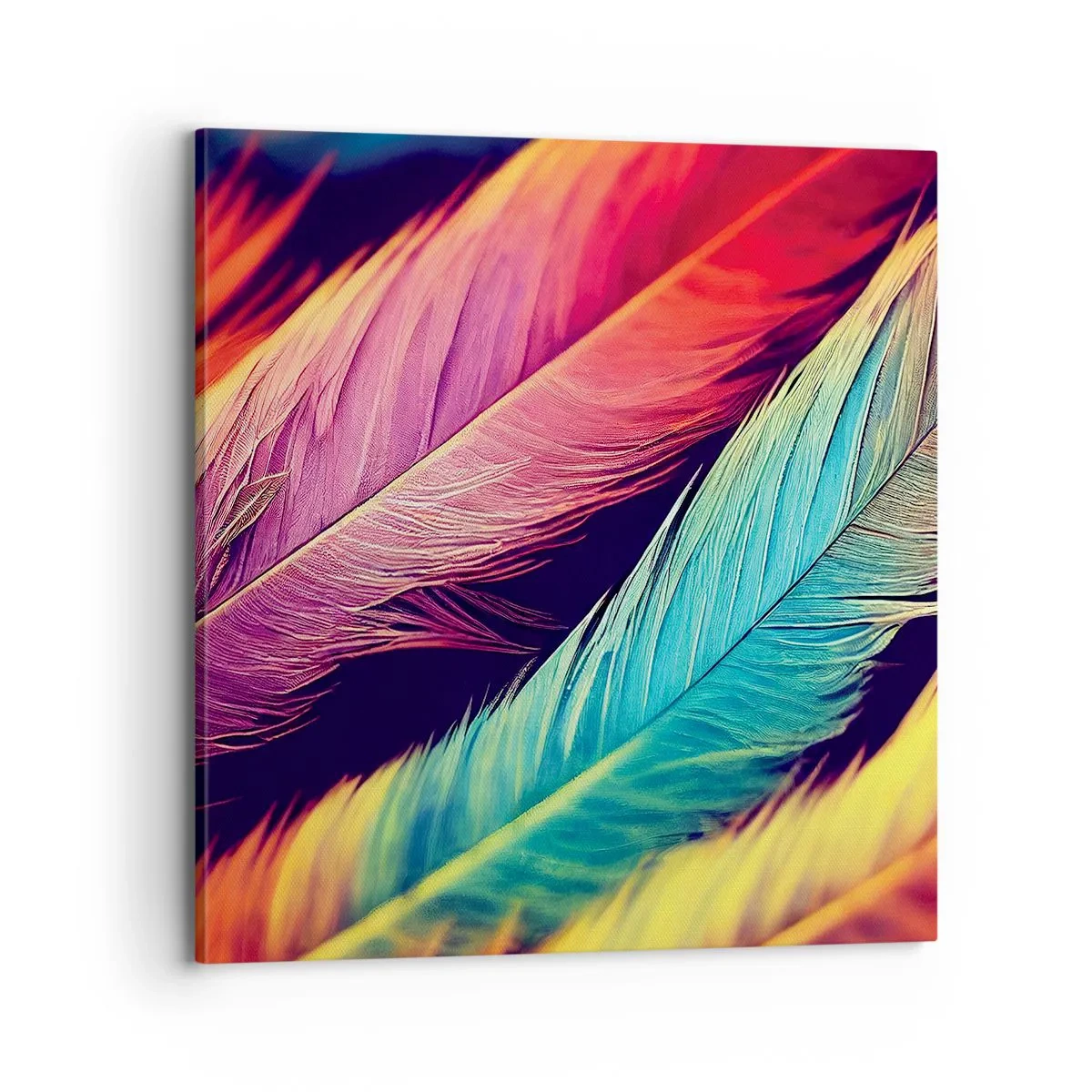 Cuadro sobre lienzo - Impresión de Imagen - Arco iris plumoso - 70x70 cm