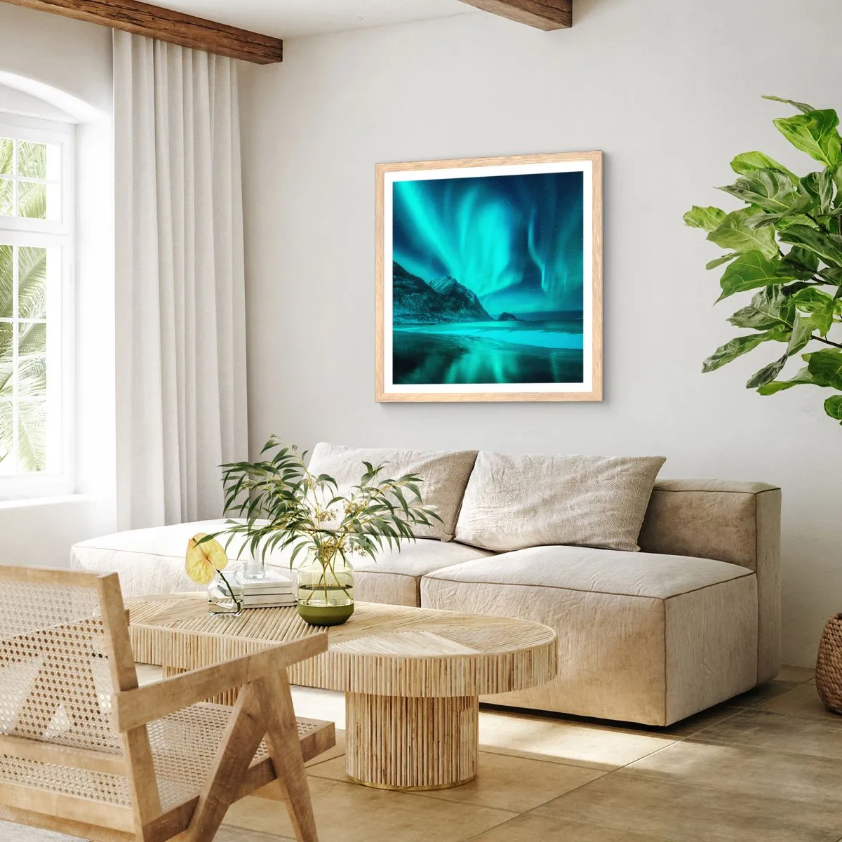 Póster en marco roble claro - Maravillas del norte - 40x40 cm