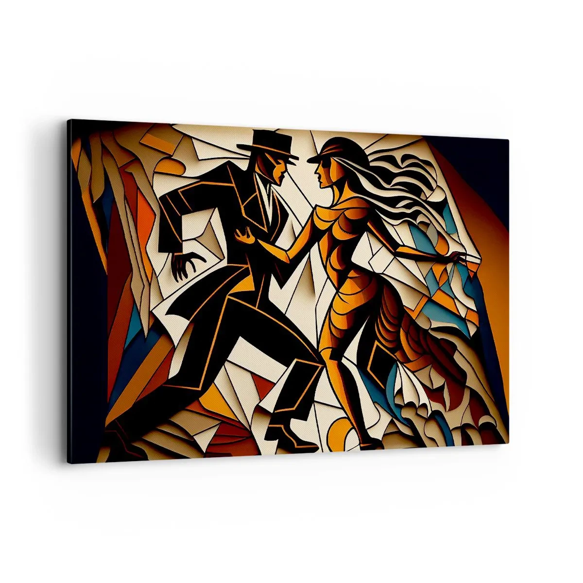Cuadro sobre lienzo - Impresión de Imagen - Una pareja dinámica bailando en forma abstracta. - 120x80cm - Danza de pasión - Decoración de pared moderna para salón y dormitorio ARTTOR
