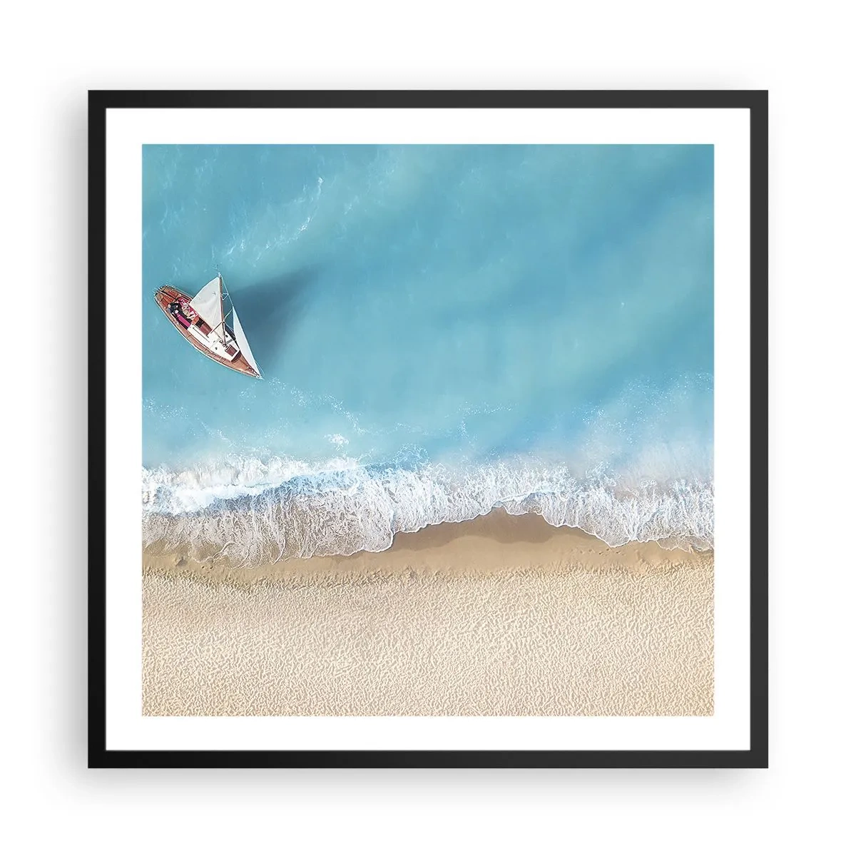 Póster en marco negro - Frontera celeste y dorada - 60x60 cm