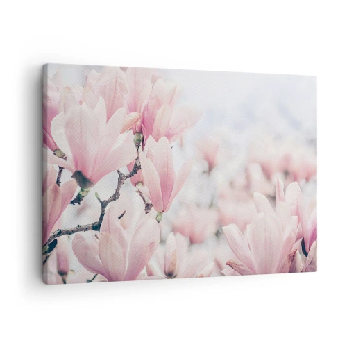 Cuadro sobre lienzo - Impresión de Imagen - Sutiles flores de magnolia en delicados tonos rosados. - 70x50cm - La perfección de la sutileza - Decoración de pared moderna para salón y dormitorio ARTTOR