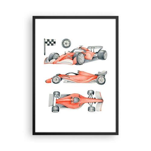 Póster en marco negro - Ilustración en acuarela de un coche de carreras - 50x70cm - Para alcanzar un sueño - Decoración de pared moderna para salón y dormitorio ARTTOR