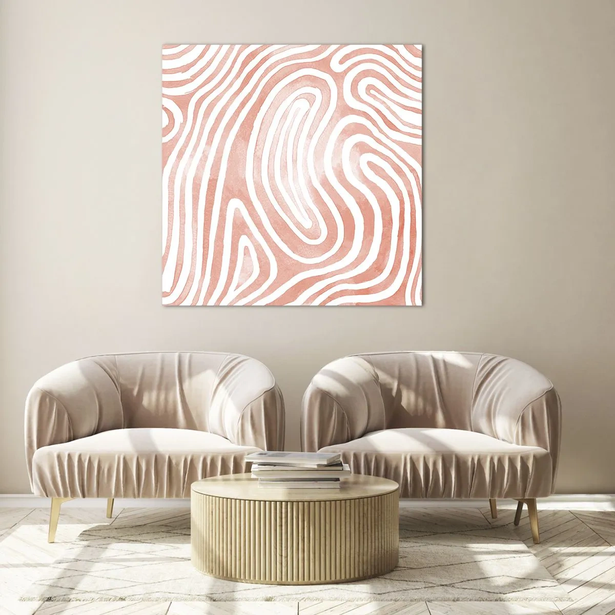 Cuadro sobre vidrio - Impresiones sobre Vidrio - En un laberinto de coral - 70x70 cm