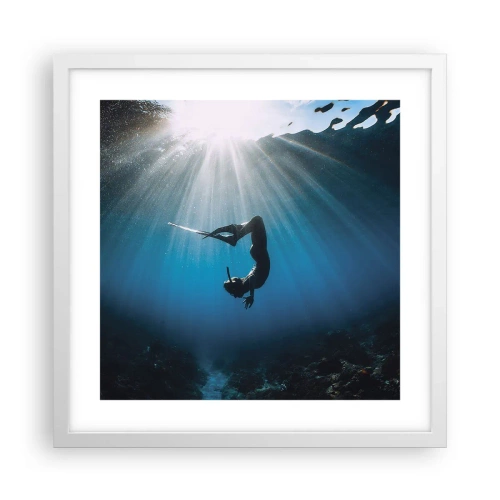 Póster en marco blanco - Danza subacuática - 40x40 cm