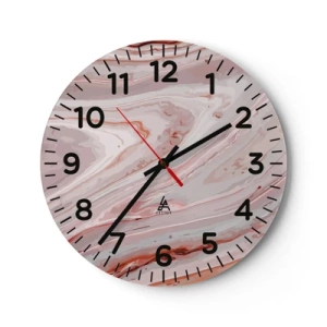 Reloj de pared - Reloj de vidrio - Rosa líquido - 40x40 cm