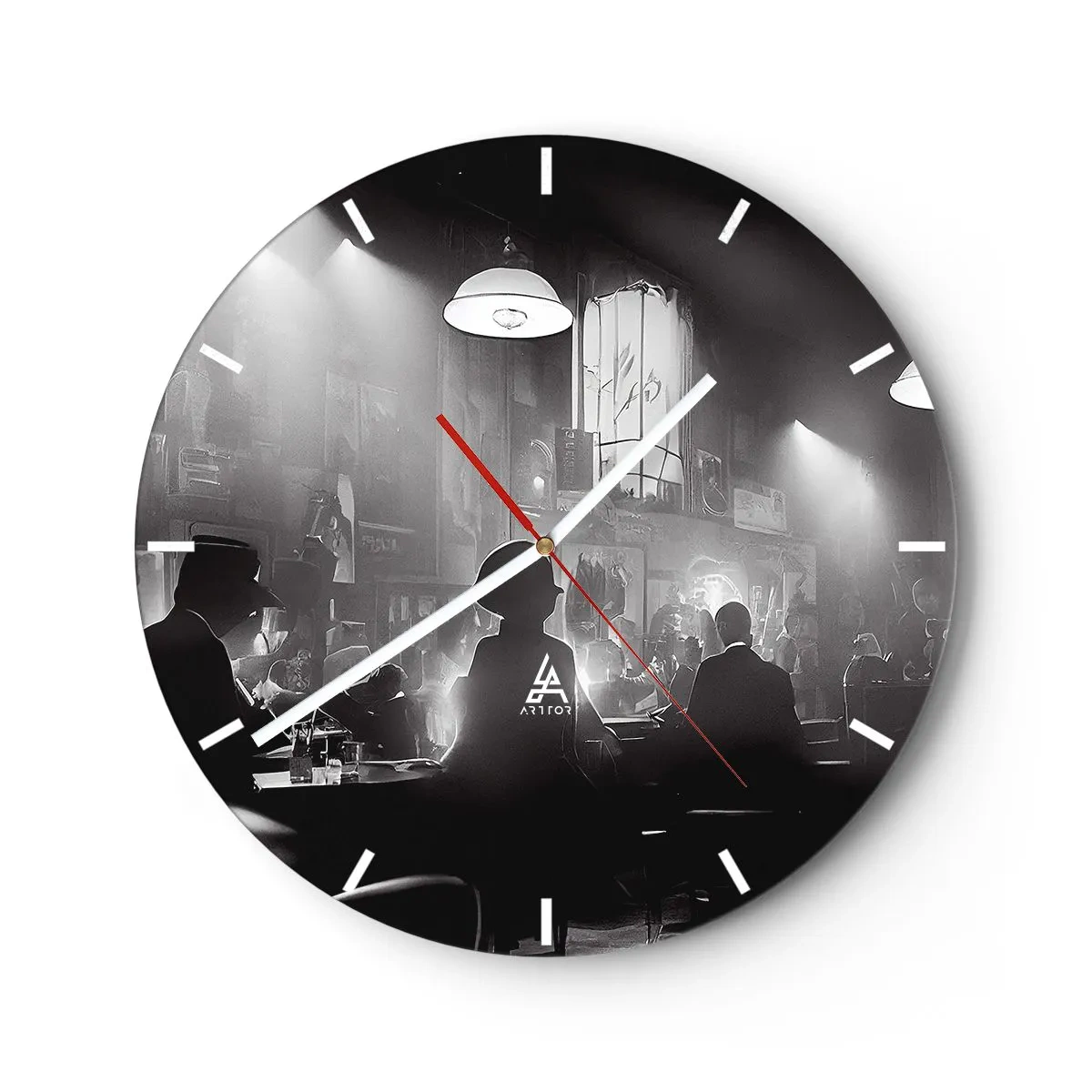 Reloj de pared - Reloj de vidrio - En clave de jazz - 40x40 cm