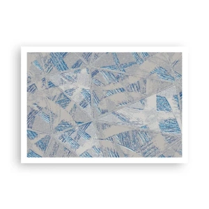 Póster - Patrones geométricos en tonos azules y grises. - 100x70cm - En un laberinto gris azulado - Decoración de pared moderna para salón y dormitorio ARTTOR