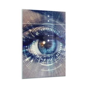 Cuadro sobre vidrio - Impresiones sobre Vidrio - Un ojo digital con temática de tecnología y datos futuristas - 50x70cm - Crees que me conoces - Decoración de pared moderna para salón y dormitorio ARTTOR