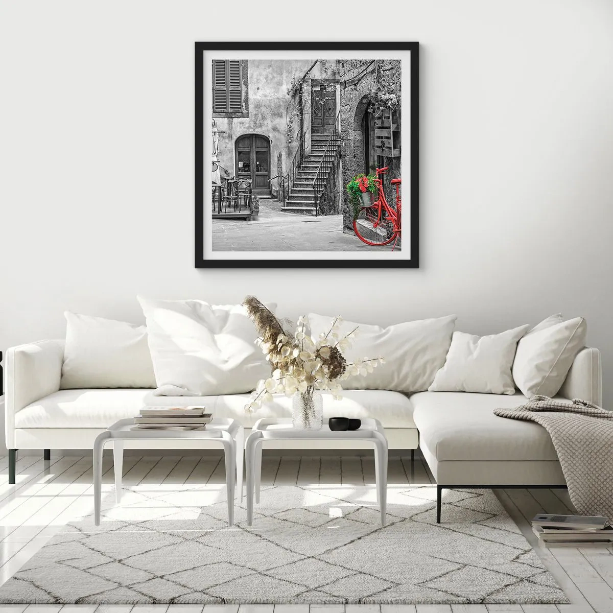 Póster en marco negro - Callejón de la Toscana - 30x30 cm