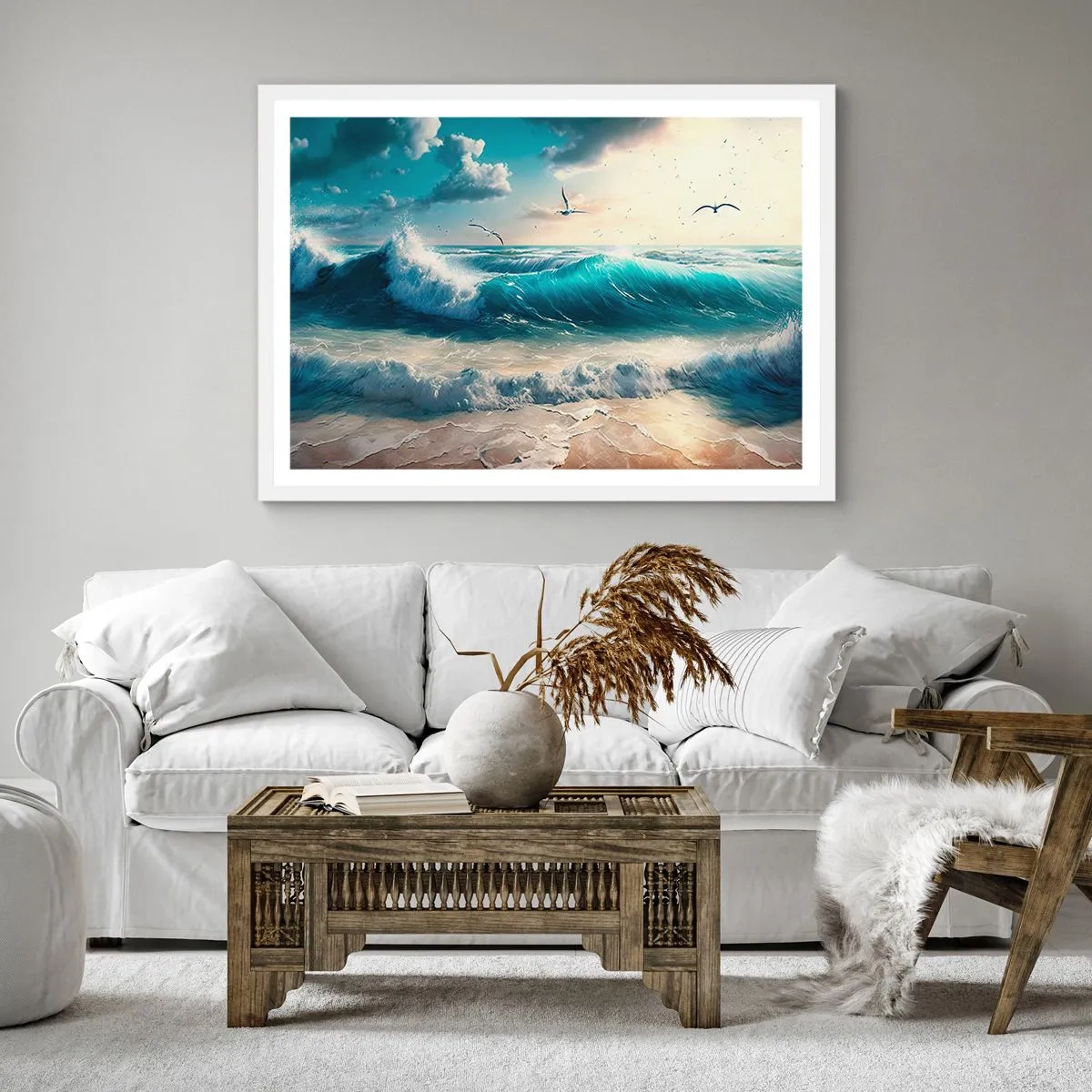 Póster en marco blanco - La brisa solo para ti - 40x40 cm