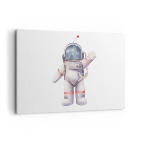 Cuadro sobre lienzo - Impresión de Imagen - Astronauta en estilo acuarela sobre fondo blanco. - 100x70cm - Esto es todo por ahora - Decoración de pared moderna para salón y dormitorio ARTTOR