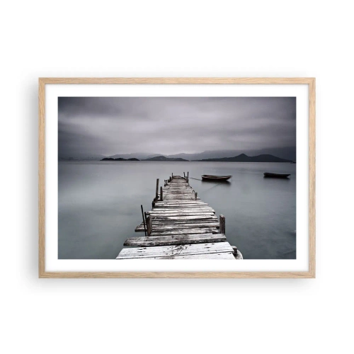 Póster en marco roble claro - Mañana partimos - 70x50 cm