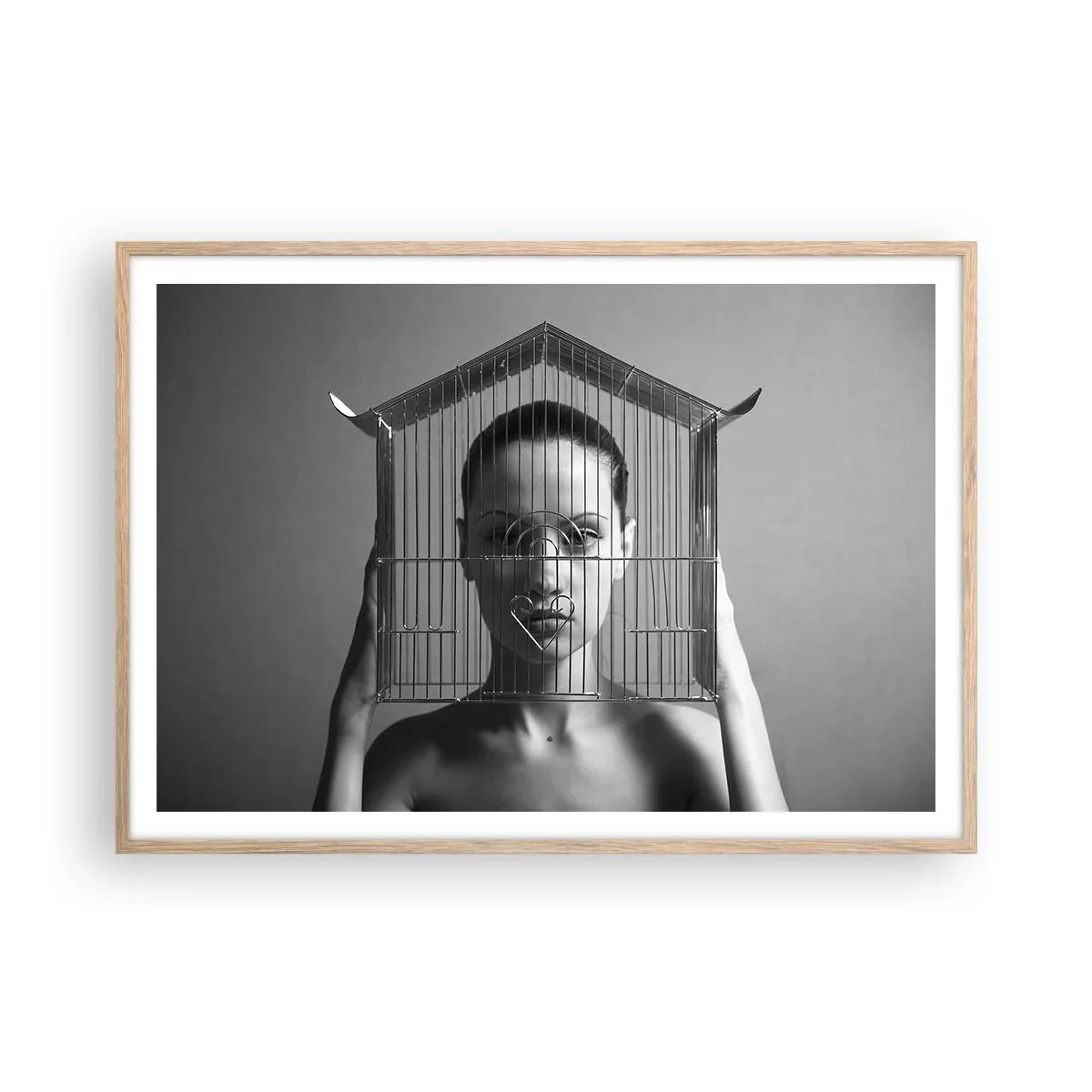 Póster en marco roble claro - Un retrato algo surrealista - 100x70 cm