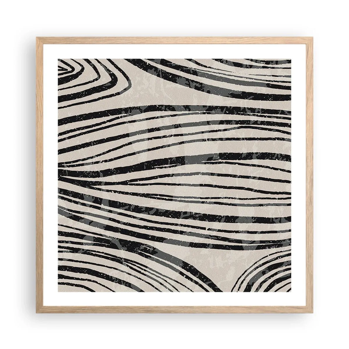 Póster en marco roble claro - Salpicadura de líneas - 60x60 cm