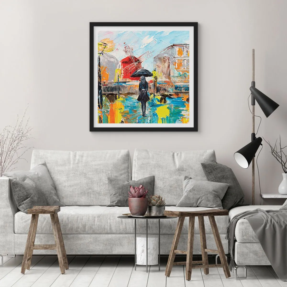 Póster en marco negro - Leyendas parisinas - 30x30 cm