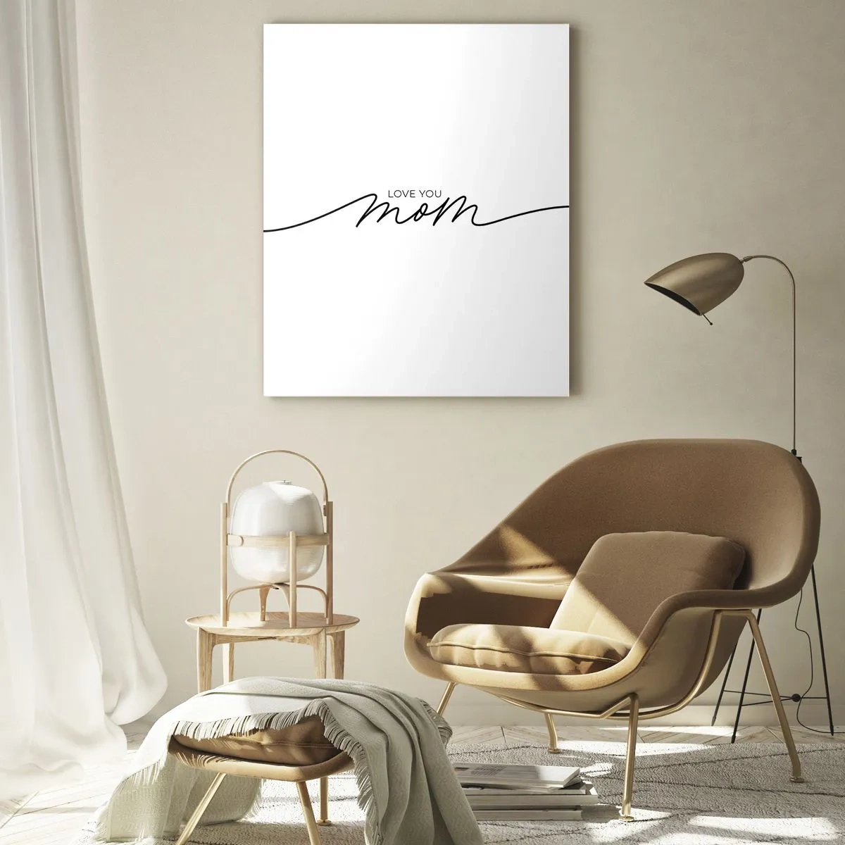 Cuadro sobre vidrio - Impresiones sobre Vidrio - Inscripción minimalista «Te amo mamá» sobre un fondo blanco - 80x120cm - Gran emoción - Decoración de pared moderna para salón y dormitorio ARTTOR