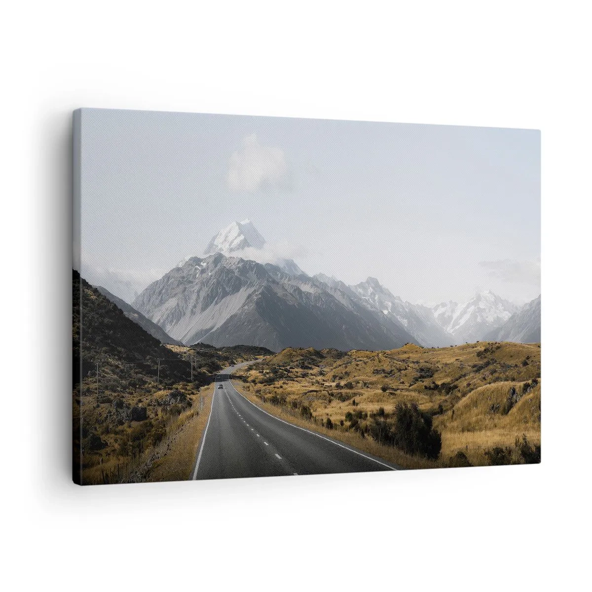 Cuadro sobre lienzo - Impresión de Imagen - Un camino en las montañas rodeado de un paisaje pintoresco. - 70x50cm - El camino al corazón de las montañas - Decoración de pared moderna para salón y dormitorio ARTTOR