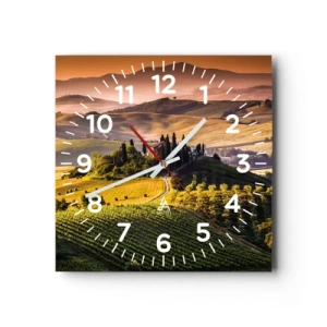 Reloj de pared - Reloj de vidrio - Paisaje toscano - 30x30 cm