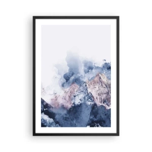 Póster en marco negro - Montañas abstractas en tonos azules - 50x70cm - El techo del mundo - Decoración de pared moderna para salón y dormitorio ARTTOR