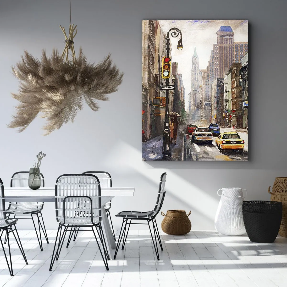 Cuadro sobre lienzo - Impresión de Imagen - Nueva York - también colorida bajo la lluvia - 55x100 cm