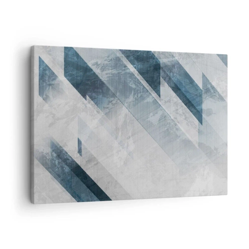 Cuadro sobre lienzo - Impresión de Imagen - Líneas abstractas en tonos grises y azules. - 70x50cm - Composición espacial - movimiento de grises - Decoración de pared moderna para salón y dormitorio ARTTOR
