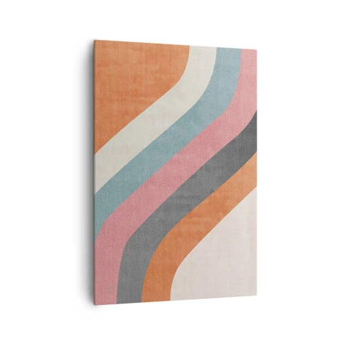 Cuadro sobre lienzo - Impresión de Imagen - Rayas retro coloridas - 70x100cm - Composición diagonal - movimiento - Decoración de pared moderna para salón y dormitorio ARTTOR