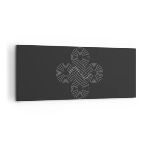 Cuadro sobre lienzo - Impresión de Imagen - Patrón celta en estilo minimalista sobre fondo negro. - 120x50cm - El espíritu celta - Decoración de pared moderna para salón y dormitorio ARTTOR