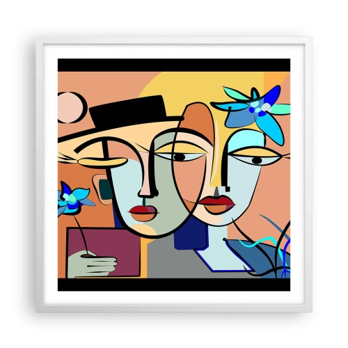 Póster en marco blanco - Randez vous de Picasso - 60x60 cm
