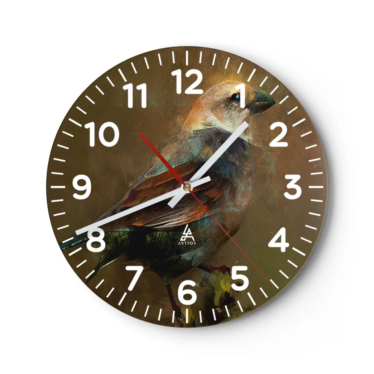 Reloj de pared - Reloj de vidrio - Pequeño gorrión - 30x30 cm