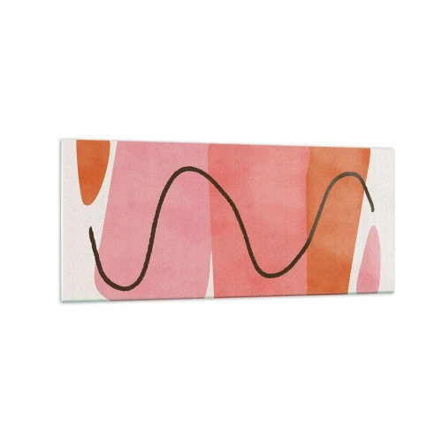 Cuadro sobre vidrio - Impresiones sobre Vidrio - Formas abstractas en tonos rosa y naranja. - 120x50cm - Suave movimiento de formas - Decoración de pared moderna para salón y dormitorio ARTTOR