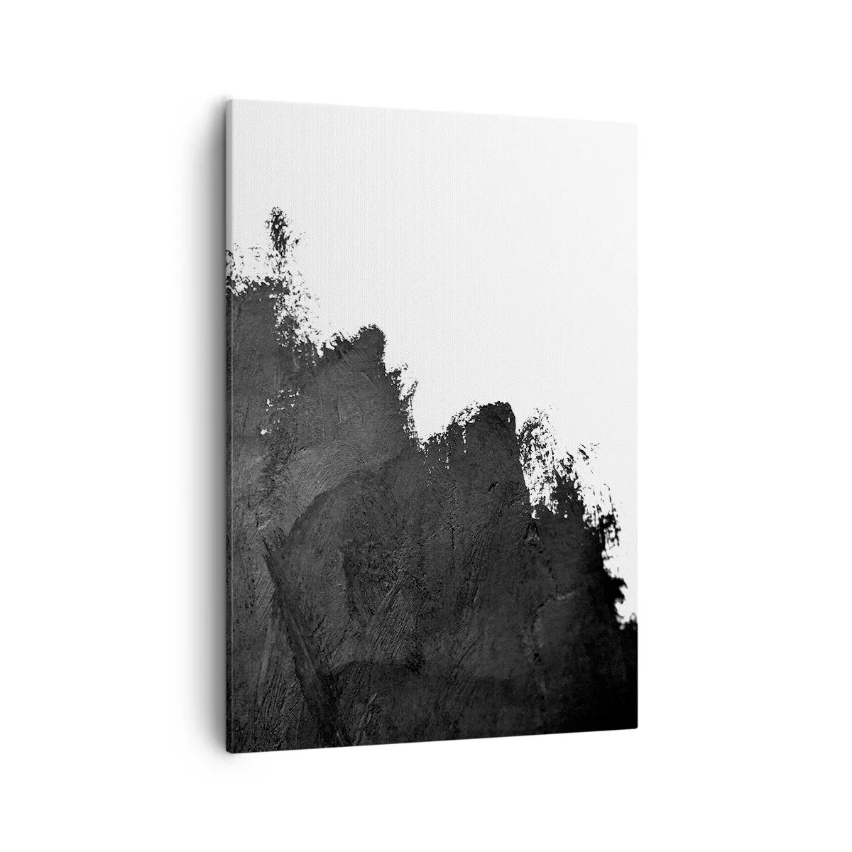 Cuadro sobre lienzo - Impresión de Imagen - Abstracción en blanco y negro con pinceladas contrastantes. - 50x70cm - Elementos: tierra - Decoración de pared moderna para salón y dormitorio ARTTOR